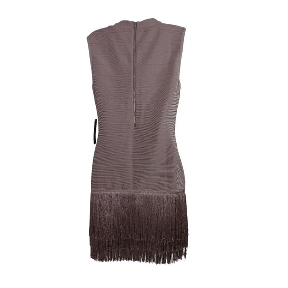 Venus Sleeveless Fringe Hem Knit Flapper Dress Mauve Women Size 12 Party NEW - Picture 3 of 14